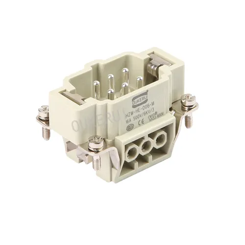 Inserto maschio per connettore per impieghi gravosi a 6 pin 16A 500V